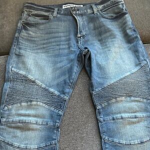 Express Men's Distressed Blue Skinny Jeans